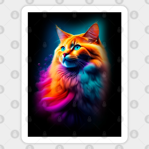 Galaxy Mystical Cat Coloful Sticker by igzine